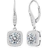 wowshow Moissanite Earrings Leverback Earrings for Women 925 Sterling Silver 3ct 4ct Moissanite Dangle Drop Earrings for Women Birthday Mom Gifts with Certificate of Authenticity
