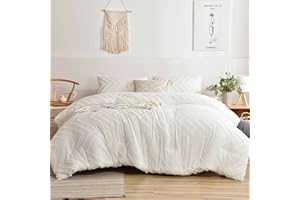 Nanko White Tufted 3-Piece Queen Comforter Set, 88 x 90 in