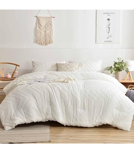 Nanko California King Comforter Set - Dark Green, Tufted Boho, Reversible, Down Alternative, 3pc - View #11