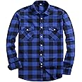 Alimens & Gentle Men's Button Down Regular Fit Long Sleeve Plaid Flannel Casual Shirts
