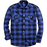 Alimens & Gentle Men's Button Down Regular Fit Long Sleeve Plaid Flannel Casual Shirts