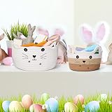 Zopeal Cat Basket Storage Woven Organizer with Ears 8.3x4.7 White Khaki view 6