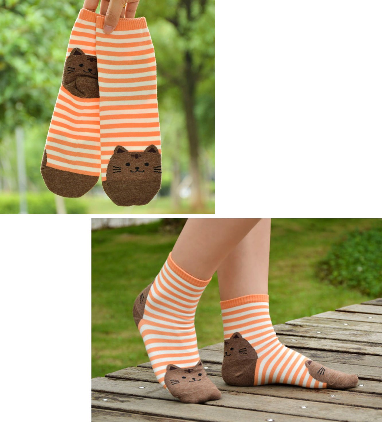 Women\'s No Show Socks Cotton Casual Invisible Socks Non Slip Flat Boat Shoe Liners (US Shoes Size:5-10, Cat Mix- 5 Pairs)