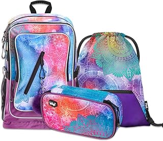 Schulrucksack Set Mädchen 3 Teilig - Schultasche ab 3. Klasse - Grundschule Ranzen mit Brustgurt - Ergonomischer Schulranzen (Mandala)