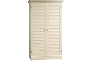 Sauder Harbor View Craft and Sewing Armoire with Table/Pantry cabinets, L: 35.12" x W: 21.81" x H: 61.58", White