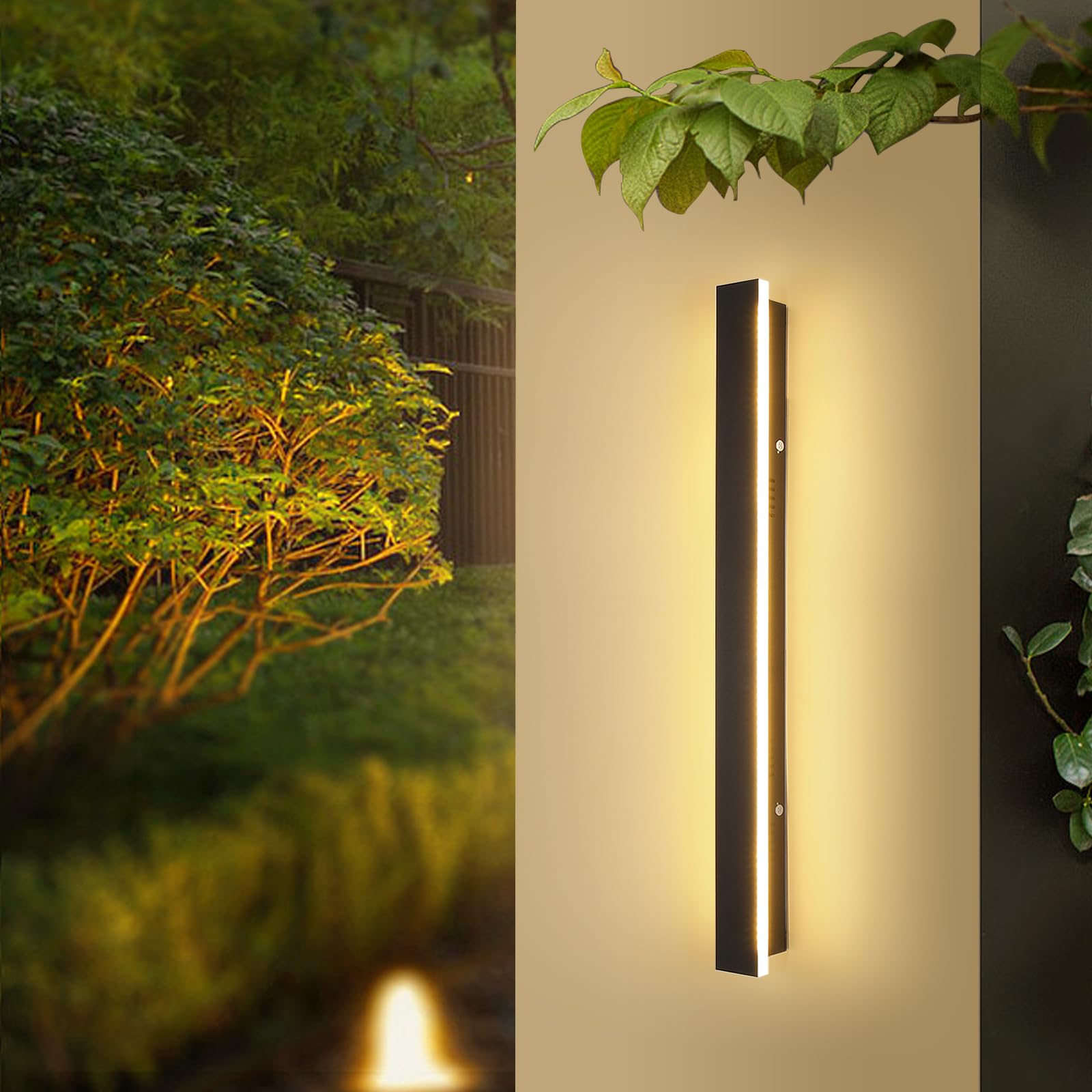 Mikeru 100cm Minimalism Wall Light, 3000k Warm White Acrylic Long Wall Light IP65 Rainproof Outside Wall Lights 35W Strip Garden Wall Lights for Outdoor/Indoor Decorative Lighting