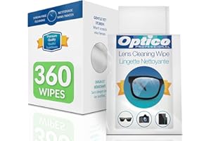 Optico Pre-Moistened Lens Cleaning Cloths - Premium Quality Cleaner for Eye Glasses, Screens, and Cameras Lenses - 360 Streak