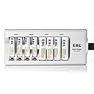 EBL 808 8 Bay Smart Battery Charger with 4 Pack 2800mAh AA and 4 Pack 1100mAh AAA Ni-MH Rechargeable Batteries
