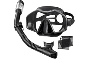 Keephigher Snorkeling Gear for Adults,Dry-Top Snorkel Mask Set with Tempered Glass,Anti-Fog & Anti-Leak Panoramic Swim Mask,Adjustable Snorkel Kit with Carry Bag for Scuba Diving,Swimming,Travel