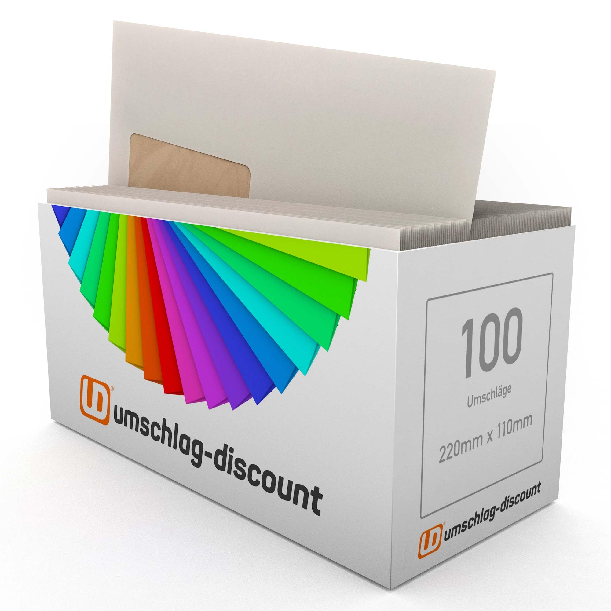 100 Window Envelopes, "Naturelle" = Antique White, DIN Long = 220 mm x 110 mm, Peel and Seal with Brown Inner Print