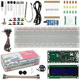 Basic Starter Kit for Raspberry Pi Pico RP2040, Microcontroller Learning Kit with LCD1602 Display and SG90 Servo, Supports MicroPython and C/C++, Educational Electronics Kit for Beginners and Students