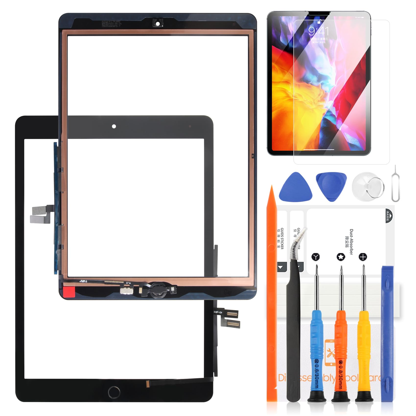 LADYSON for iPAD 9 9th Generation Screen Replacement 2021 for IPAD 9th Gen 10.2inch Touch Screena A2602 A2603 A2604 A2605 Digitizer Touch Glass Full Repair Parts with Home Button [LCD Not Include]