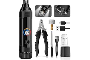 ianciu Dog Nail Grinder, 6-Speed Quiet Electric Dog Nail Trimmers, Dog Nail Clippers with File for Small Medium Large Dogs, Cats, Rechargeable Pet Paw Grooming Supplies Kit, 2 Grinding Wheels (Black)