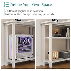 Lufeiya White L Shaped Computer Desk with Power