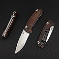 Manual Open North Fork 15031-2 Knife, Axis Lock Knife with 2.8 Inch D2 Steel Blade, Wood Handle, EDC Folding Pocket Knife with Thumb Stud, Belt Clip