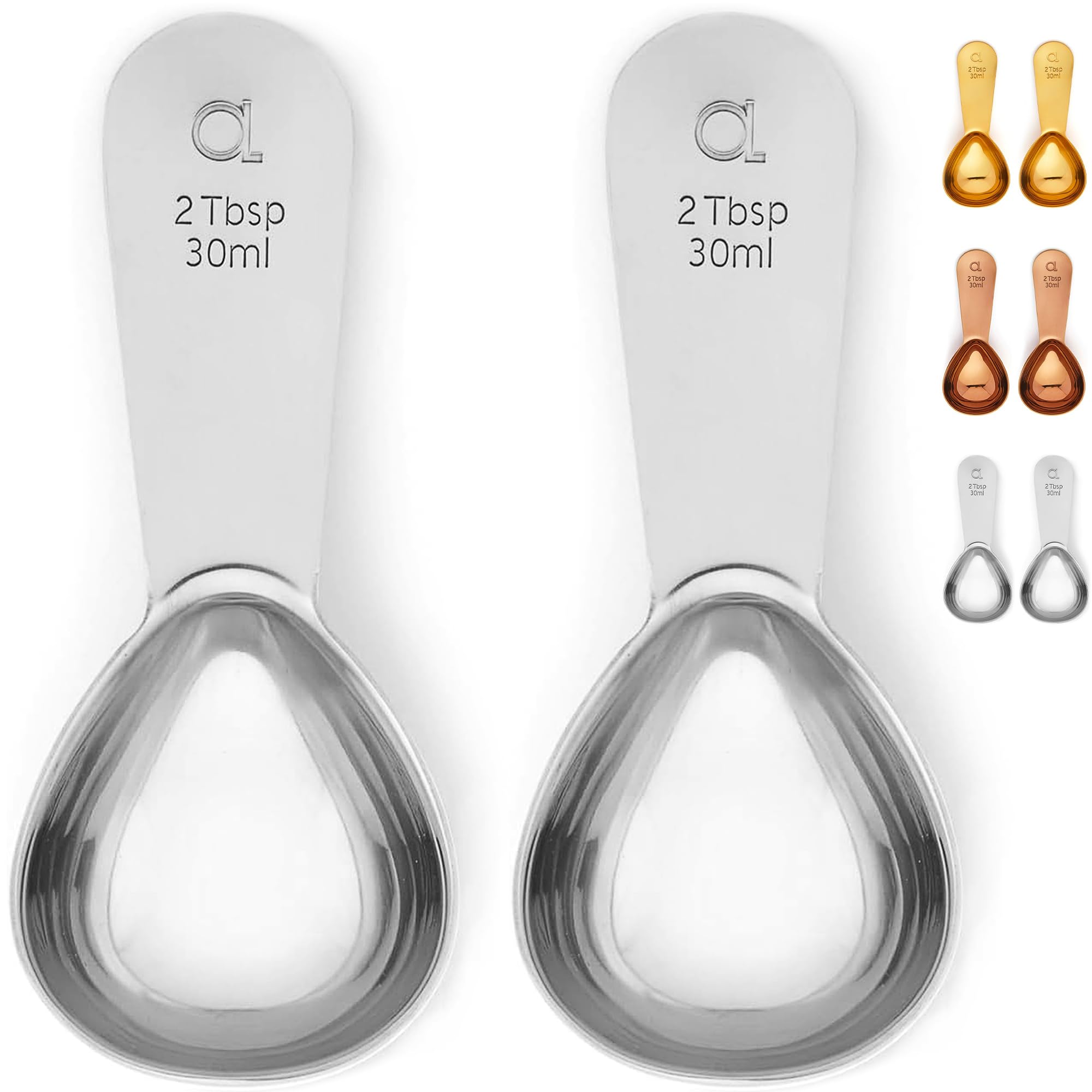 Coffee Scoop (Set of 2) by Apace - 2 Tablespoon (Tbsp) - The Best Stainless Steel Measuring Spoons for Coffee, Tea, and More