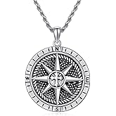 PDTJMTG Compass Necklace for Men Sterling Silver Men's Compass Necklace