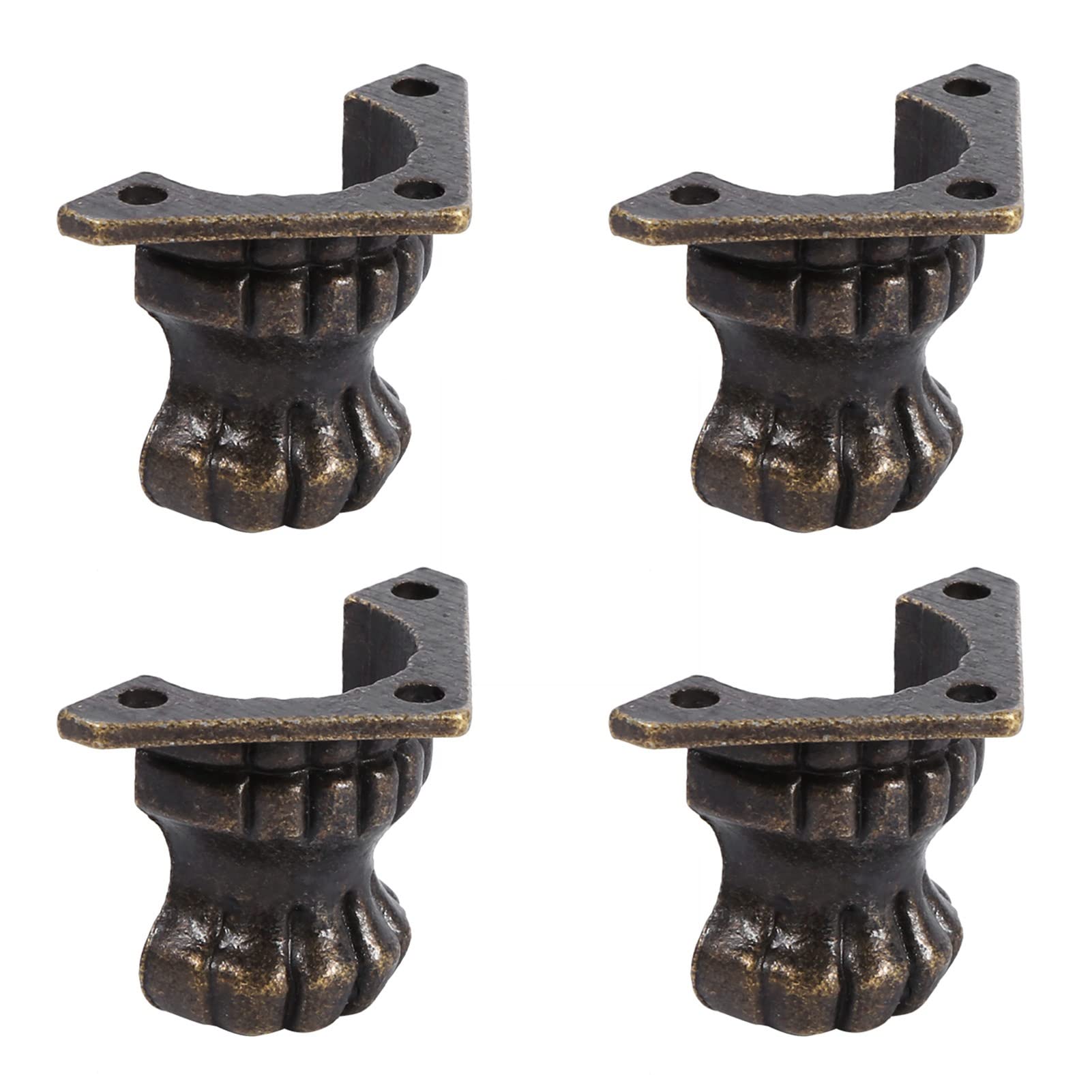 SEAFRONT 4Pcs Antique Brass Jewelry Box Feet Brass Claw Feet for Furniture Decorative Corner Protector Hardware