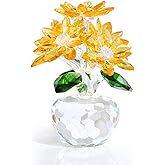 Arikyrist Crystal Yellow Daisy Figurine Gifts for Women Friends Glass Daisy Flowers for Home Office Tabletop Centerpieces Decor