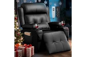 TOMOSLTER Home Theater Seating Power Recliner Chair, Massage Reclining Sofa with Cup Holders, Wall Hugger RV Recliners,145° Adjustable Recline & Pockets for Movie Room(Black, Single Chair)