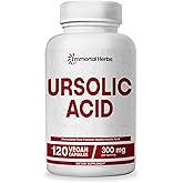Immortal Herbs Pure Ursolic Acid Supplement 300mg, 120 Pills, Rosemary Leaf Extract Powder, Non-GMO and Gluten-Free Ursolic Acid Capsules for Women and Men