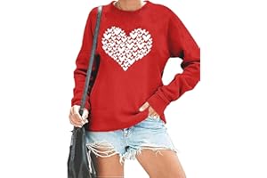 HUOVUD Valentine's Day Sweatshirt Women Funny Love Heart Graphic Valentines Shirt Casual Valentines Long Sleeve Pullover Top