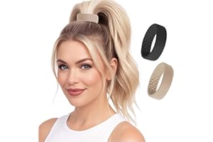 2 Medium PONY-Os for Fine to Normal Hair or Slightly Thick Hair Volumizing, Comfortable & Non-Damaging (Black & Dk Blonde)