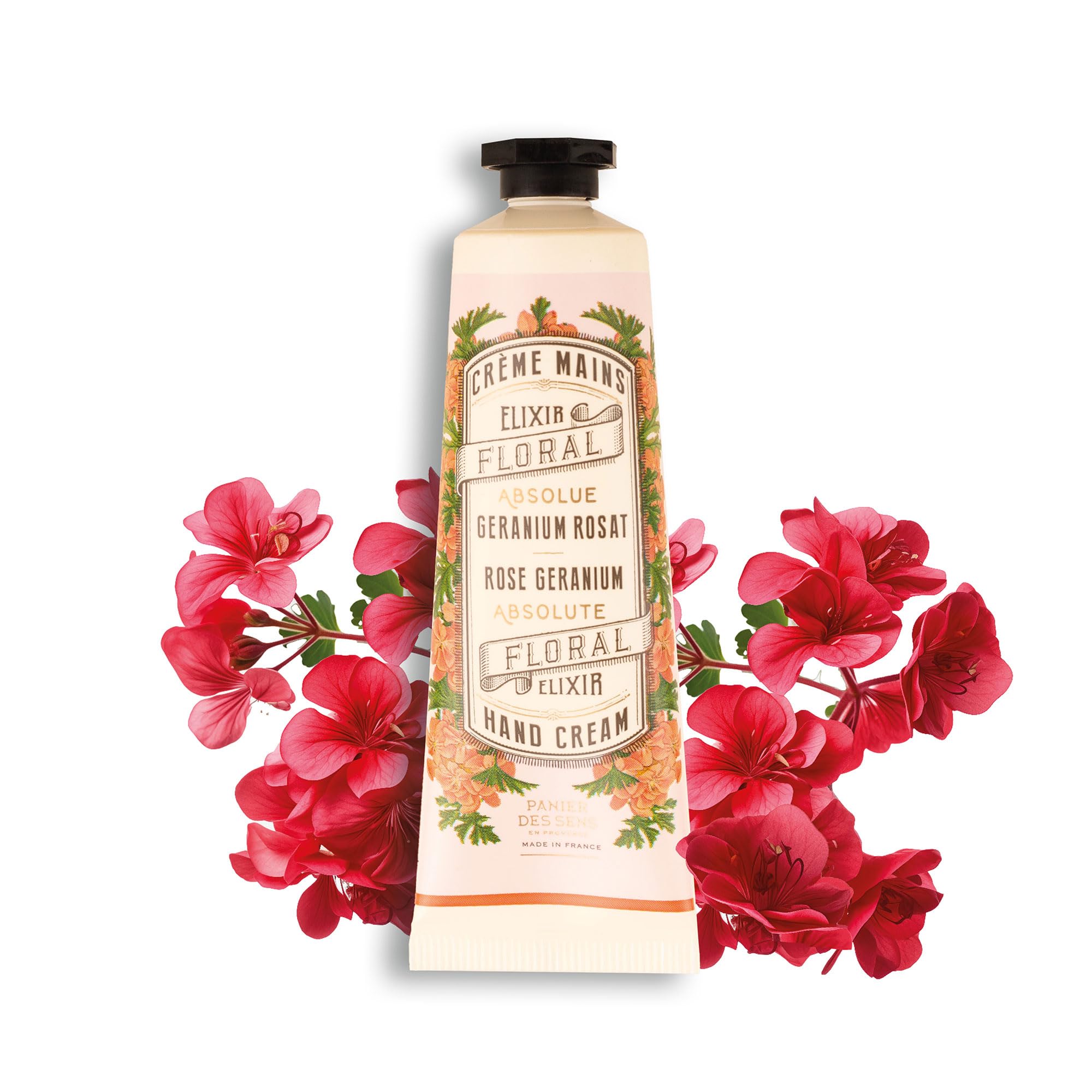 Panier des Sens – Geranium Mini Hand Cream - Hand Cream for very Dry Hands and Skin - for Women and Men - Almond & Olive Oil - Vegan Made in France 96% Natural Ingredients - 30ml — image 1