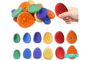 DENEZE 108pcs Color Random Fidget Toys Sensory Stone for Kids，Textured Soft Worry Stone for Autism Kids Calming - Fidget Stress Toys for Students Anxiety Relief - Small Prizes Fidget Toys