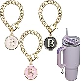 Ekarley Letter Charm Accessories for Stanley Cup, 3Pcs Initial Chain Water Bottle Handle Name Id Charm for Tumbler Cups-B
