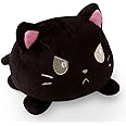 TeeTurtle - The Original Reversible Cat Plushie - Black - Cute Sensory Fidget Stuffed Animals That Show Your Mood