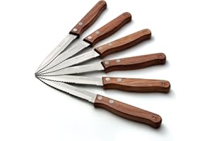 Outset Rosewood Handle Serrated Steak Knives, Set of 6
