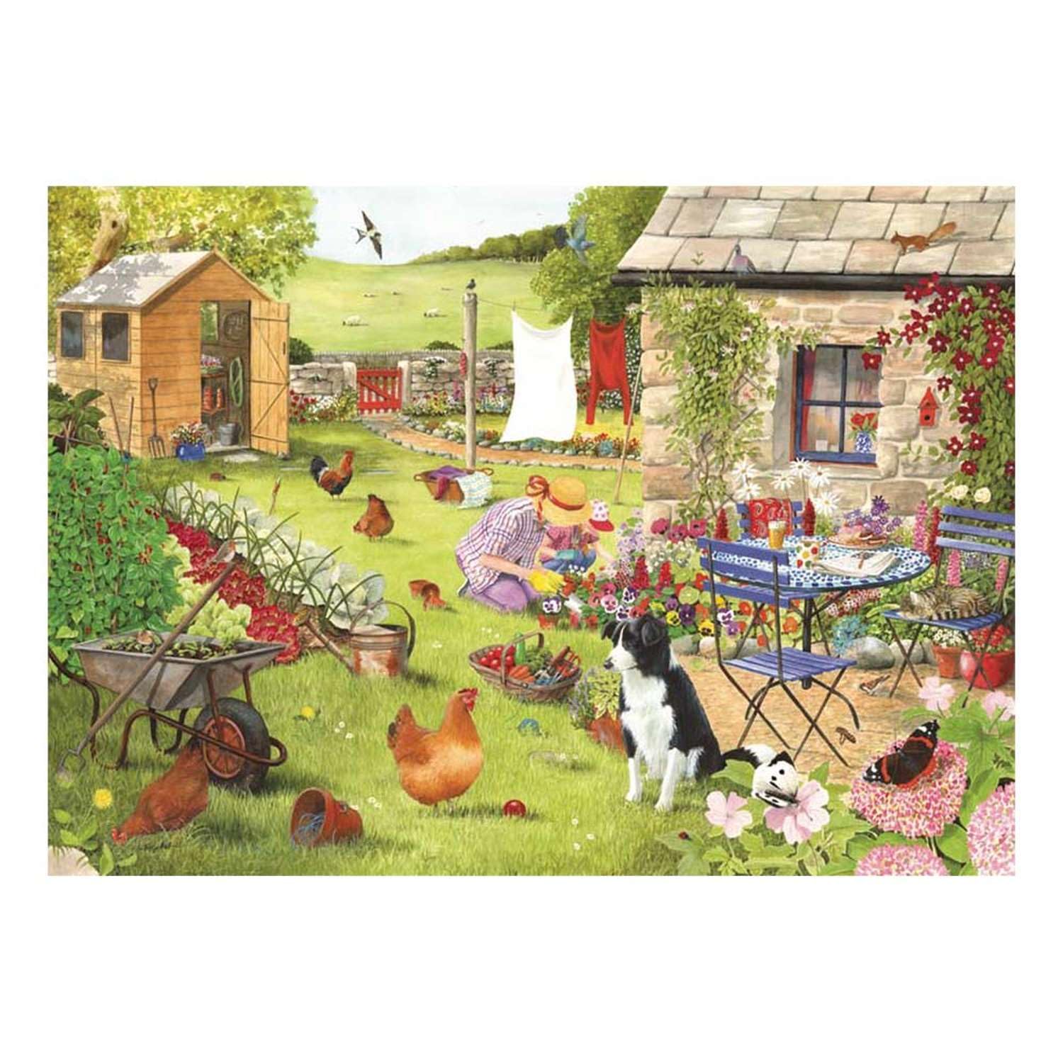 The House of Puzzles - Grandma's Garden Jigsaw - Big 500 Piece Jigsaws For Adults, Extra Large Pieces, Artist Illustrated, Scenic Landscape, Deluxe Puzzle Gifts — image 1