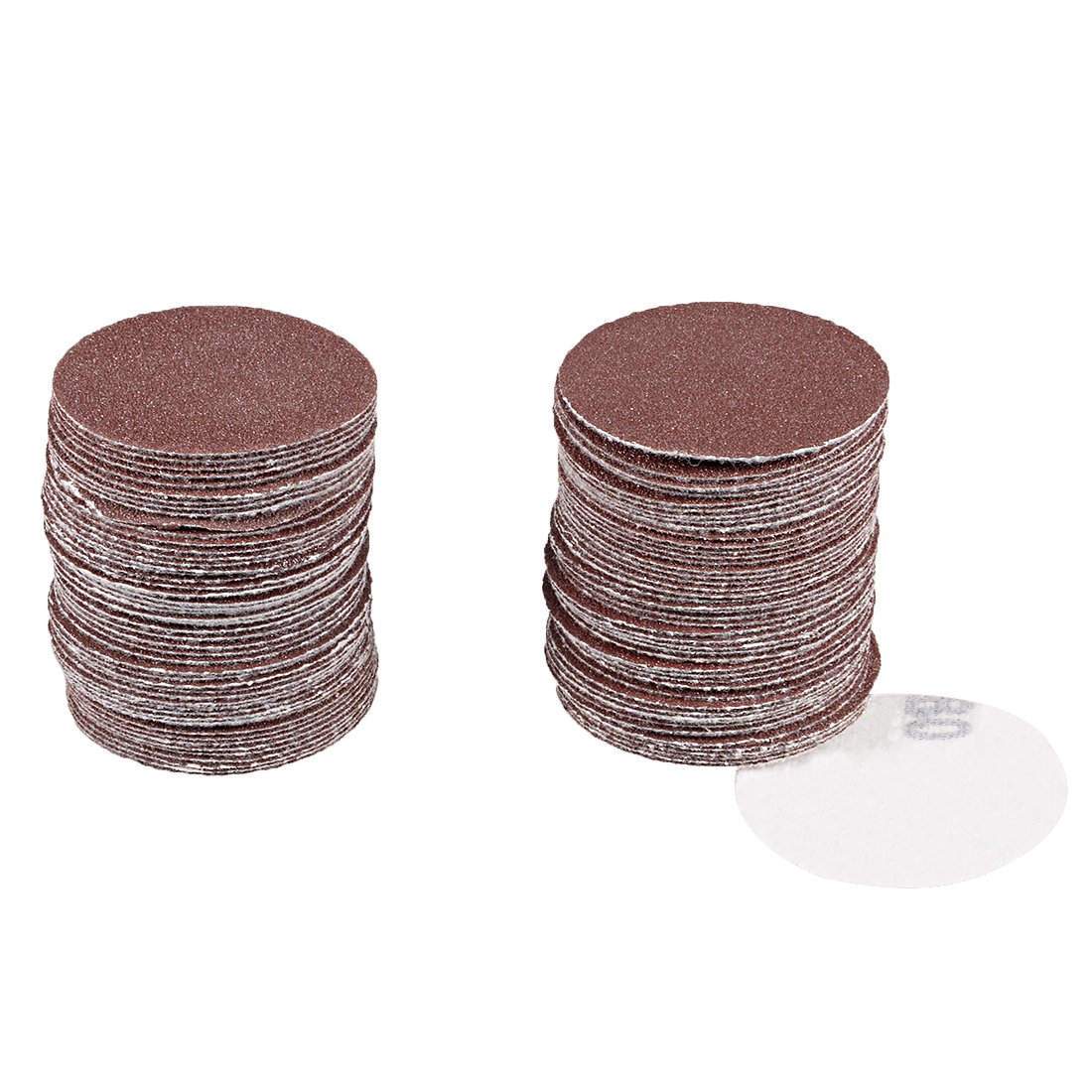 sourcingmap 100Pcs 2 Inch Hook and Loop Sanding Disc 80 Grits Flocking Sandpaper for Random Orbit Sander Brown