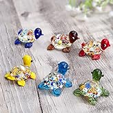 H&D HYALINE & DORA Handmade Mini Sea Turtle Art Glass Blown Sea Animal Figurine,Set of 6