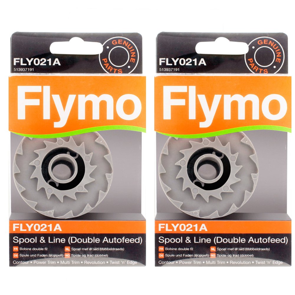 Flymo Genuine Contour XT/Auto/Auto Plus Strimmer Spool & Line Double Autofeed (Pack of 2, FLY021A)