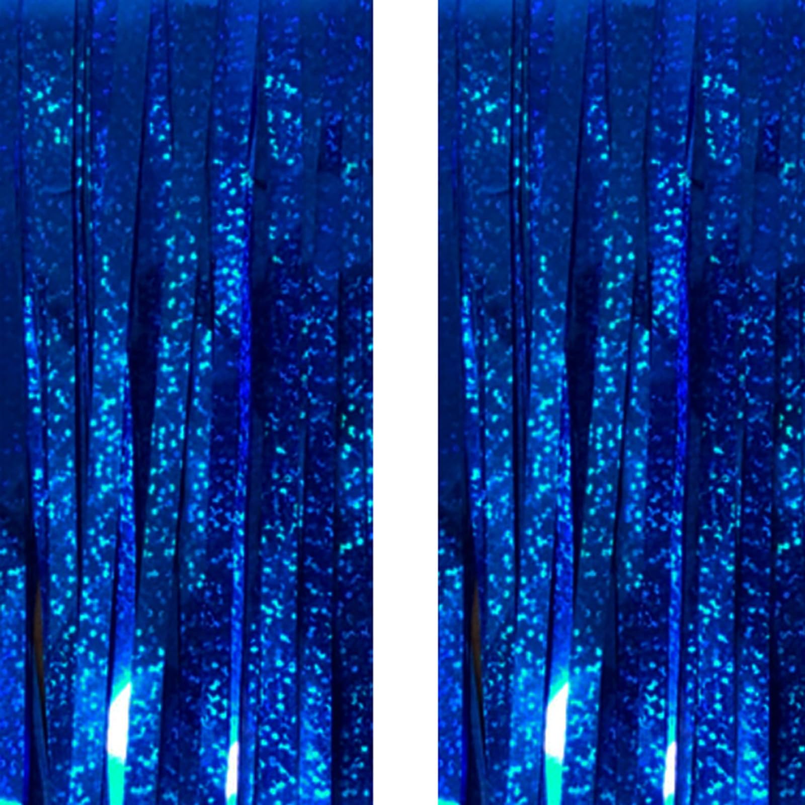 Dark Blue Backdrop Streamers - AILEXI 2 Pack 3.2 ft x 9.8 ft Metallic Tinsel Foil Fringe Curtains for Photobooth Party Decor