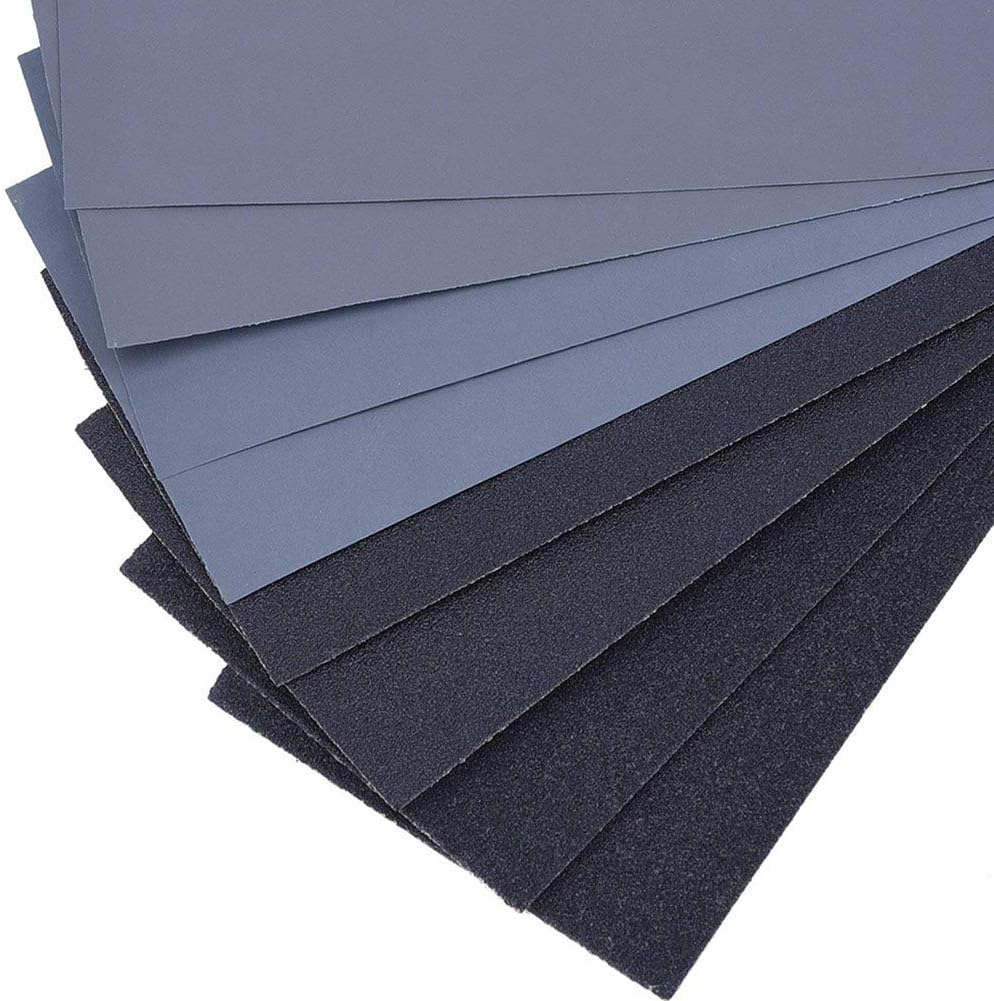 Sandpaper, Premium Wet Dry Waterproof Sand Paper, 45PCS 120 to 5000 Assorted Grit Sanding Paper for Wood Furniture Finishing, Metal Sanding and Automotive Polishing, 9 x 3.6 Inches. - - 