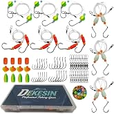 DEKESIN 9-Pack Pompano Rigs for Surf Fishing - 50lb Double Hook Bottom Rig | 104pc DIY Surf Fishing Tackle Set &amp; Tide Card, Hand-Tied Pre-Rigged for Redfish, Flounder &amp; Sheepshead, Great Fishing Gift