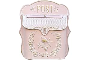 Z² BellaDecor Mailbox Wall Mount Mailboxes for Outside Vintage Mail Boxes for House Outside Metal Drop Box Antique Style Nostalgic Charm Home Decorative, Bird Pattern, Pink
