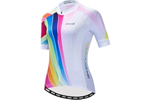 JPOJPO Women Cycling Short Sleeve Jersey Bike Bicycle Clothing Flowers Jacket with Big Reflective Tape