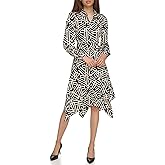 Karl Lagerfeld Womens Handkerchief Hem Belted Shirt Dress