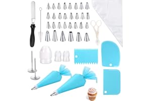 JALCH 53-Piece Set Complete Cake Decorating Supplies with Frosting Nozzles, Icing Scrapers, Reusable Pastry Bags – Ultimate B