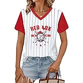 Baseball Jersey Women Shoulder Straight V-Neck Game Day Shirts Funny Baseball Heart Graphic Tee Streak Short Sleeve Tops