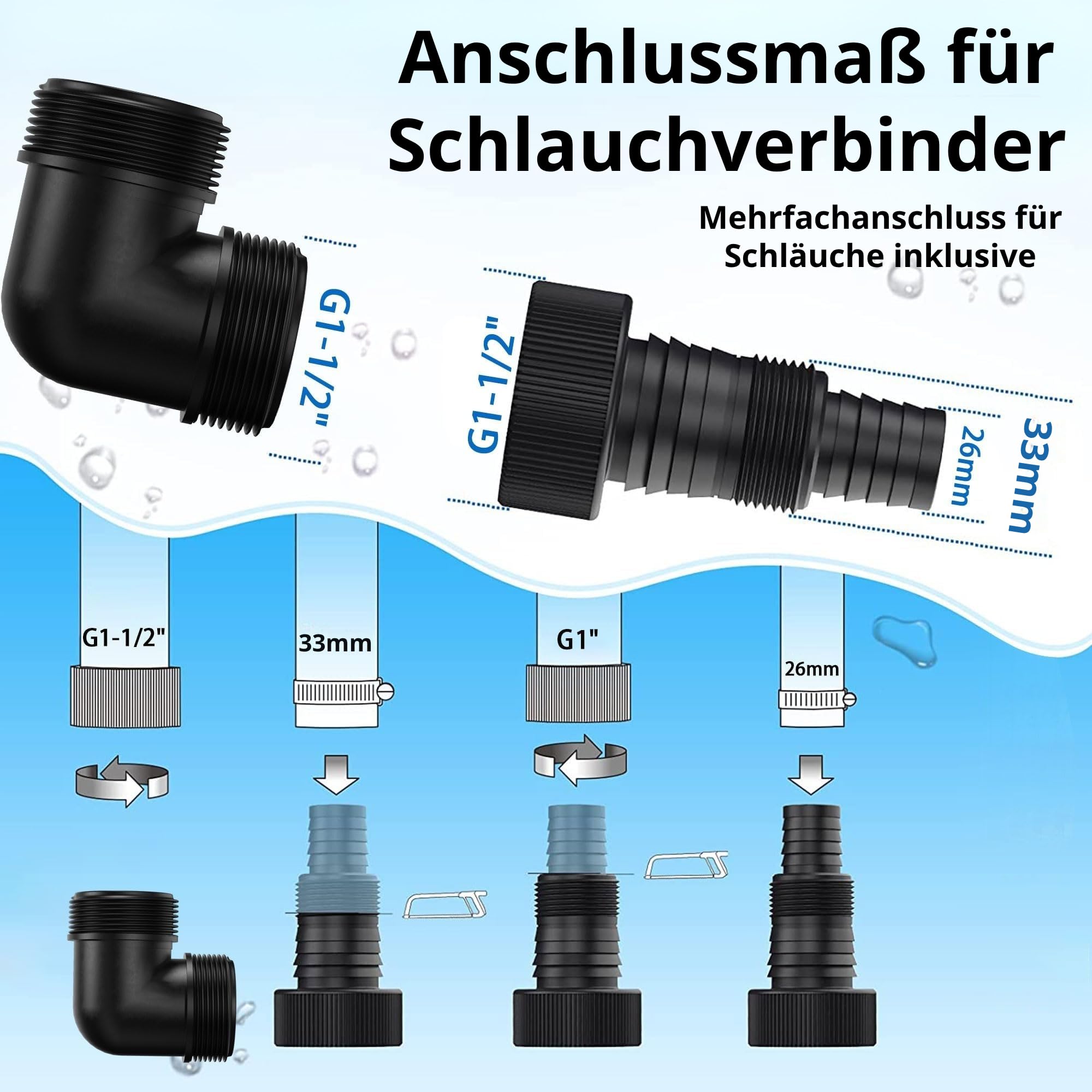 FOTING Schmutzwassertauchpumpe 1000 W, 17600 l/h, Förderhöhe max. 11 m, Eintauchtiefe max. 7 m, Schwimmerschalter, für Pool, Keller und Gartenteich 5