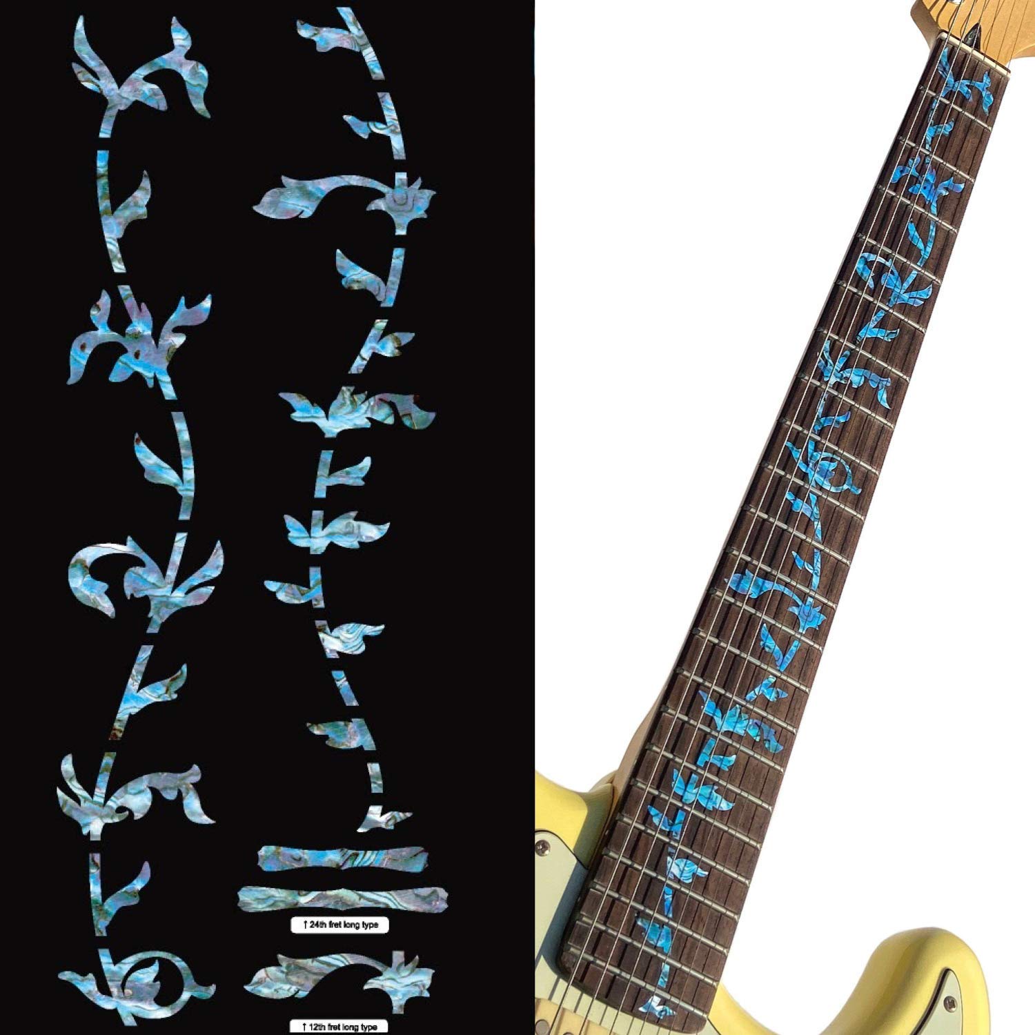 Inlaystickers Fret Markers for Guitars - Tree Of Life - Abalone Blue