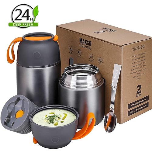 Pack Vacuum Insulated Food Jar Hot Food Containers for Lunch