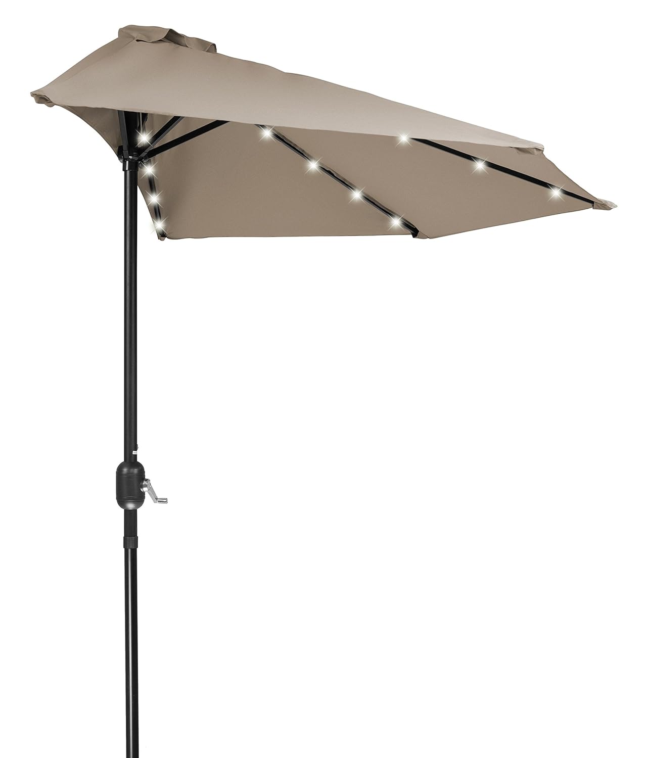 Solar Powered Home & Comfort 9 Patio LED Half Umbrella LED Tan