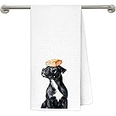 awdschkj Funny Bread Black Labrador Retriever Kitchen Towels, Black Lab Gifts, Gifts for Labrador Dog Lovers Dish Tea Towels, Cute Baking Dog Decorative Hand Towel for Kitchen Bakery, 16x24 Inches