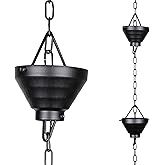 Monarch Rain Chains Aluminum Siam Rain Chain, 8.5 ft Black Powder Coated Aluminum Decorative Rain Catcher Chain for Gutters, Aluminum Rain Gutter Replacement Downspout